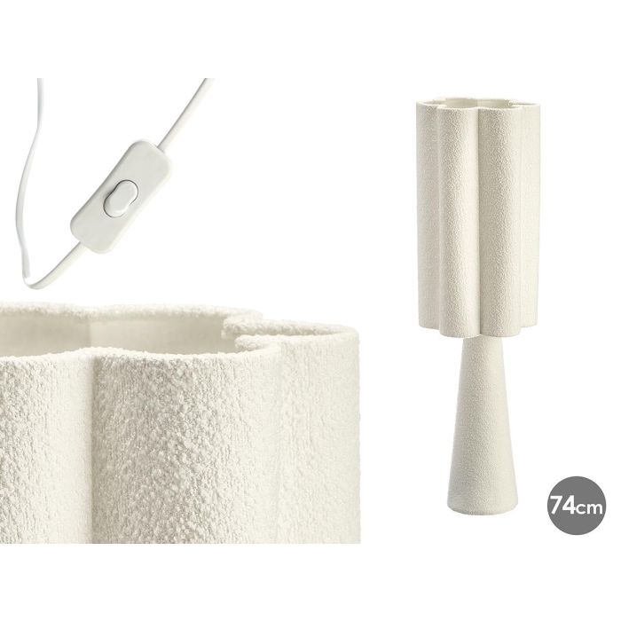 Lampara Flor 74 cm Rugoso Metal y Tela Blanco Giftdecor (Set de 4)