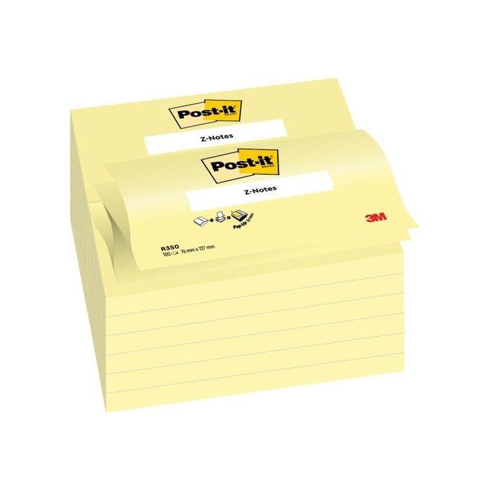 Notas Adhesivas Post-It 100H Z Notes 76X127 (R350) (Set de 12)