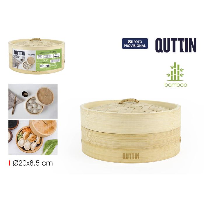 Vaporera de Bambú Quttin 2 Pisos 20 x 8.5 cm (12 Unidades) Vaporera de Bambú Quttin 2 Pisos 20 x 8.5 cm (12 Unidades)