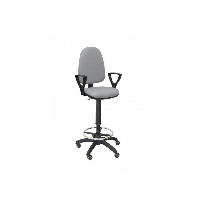 Taburete Piqueras Y Crespo Ayna Brazos Fijos Ergonomico Mecanismo De Contacto Permanente Regulable En Altura Y Aro Reposapies Ruedas De Parquet Asiento Y Respaldo Tapizados Bali Gris Claro