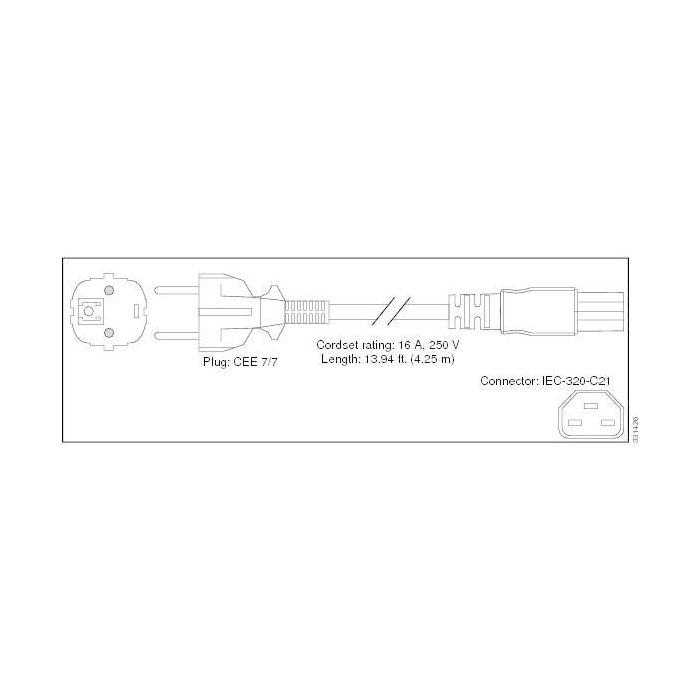 Cisco PWR-CAB-AC-EU= Cable de Alimentación AC 4.25m CEE7/7 a C21 acoplador, para Cisco ASR 9000 250V 16A 1 Cisco PWR-CAB-AC-EU= Cable de Alimentación AC 4.25m CEE7/7 a C21 acoplador, para Cisco ASR 9000 250V 16A 1