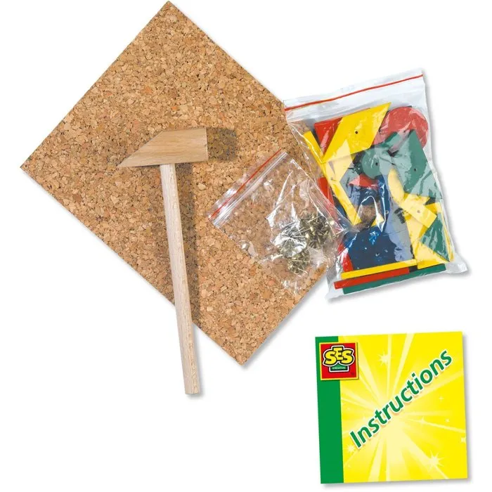Ses Creative Original Tap Tap Juego de Ensartar con Piezas de Madera, Corcho, Mazo y Clavos para Niños 1 Ses Creative Original Tap Tap Juego de Ensartar con Piezas de Madera, Corcho, Mazo y Clavos para Niños 1