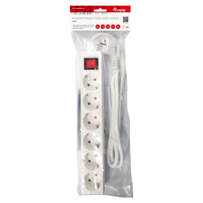 Equip Regleta Con 6 Tomas Con Cable de 1.5 M y Botón de Apagado y Encendido 3