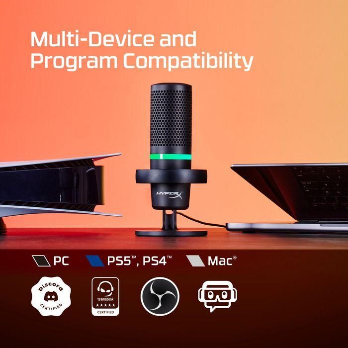 HP DuoCast Micrófono USB Negro con Iluminación RGB, Montura Antivibración y Grabación Hi-Res 24-bit/96kHz 19