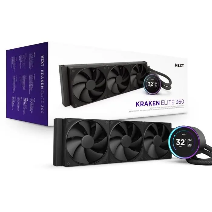 Nzxt RL-KN36E-B2 Refrigeración Líquida Kraken Elite 360 con Pantalla de 2,72" y Anillo RGB Personalizable - Negro 1