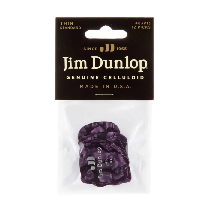 DUNLOP Pack 12 Púas Genuine Celluloid Classic Purple - Thin 3