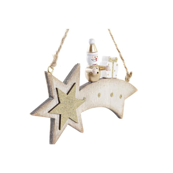 DKD Home Decor Colgante Decoración Navidad Tradicional Madera Rosa Rojo Marrón 12 Unidades 1