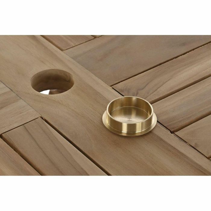 DKD Home Decor Mesa Comedor Plegable de Jardín y Terraza en Teca Marrón 120x120x75 cm - Set 5 Piezas (Mesa y 4 Sillas)