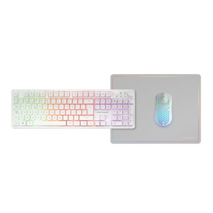 Mars Gaming Combo MCPWXWES Teclado H-Mech Ratón Ergonómico Alfombrilla Gaming Inalámbrico RGB Blanco 1 Mars Gaming Combo MCPWXWES Teclado H-Mech Ratón Ergonómico Alfombrilla Gaming Inalámbrico RGB Blanco 1