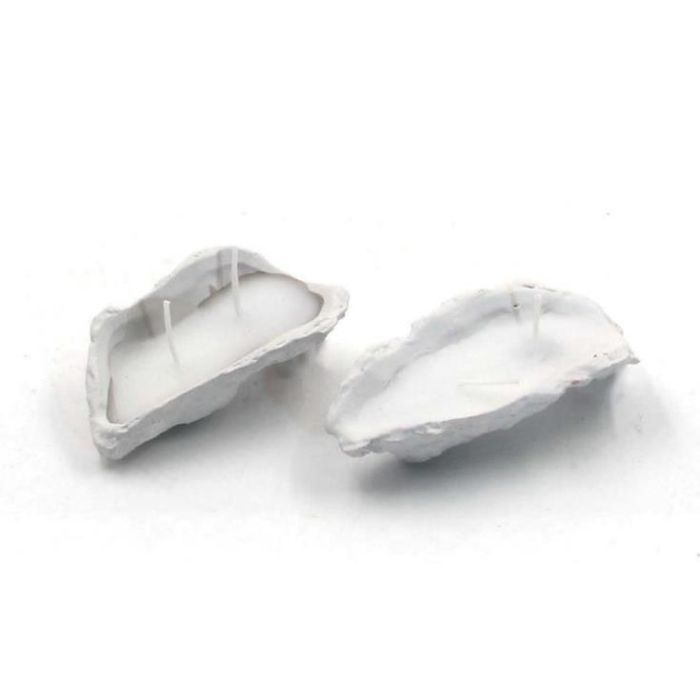 DKD Home Decor Vela Mediterraneo Blanca de Gres y Cera Diseño Ostra 20gr 6.3x3.4x11 cm (6 Unidades)