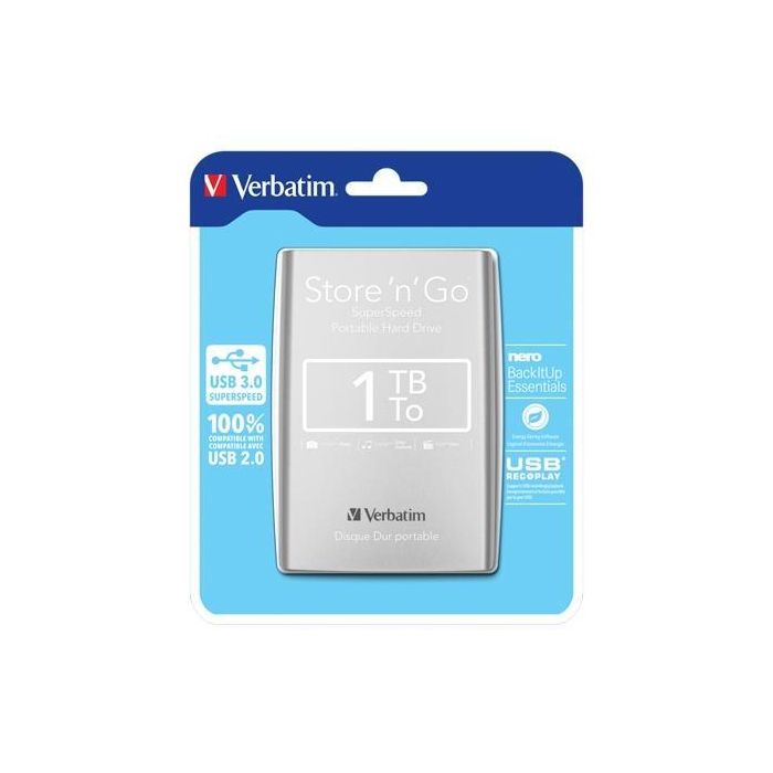 Verbatim Disco Duro Portátil Store 'N' Go 1TB HDD 2.5" USB 3.0 Plata