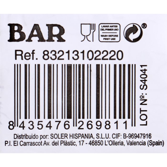 La Mediterranea Jarra de Vidrio "Bar" 1000cc 12.8x15.8x20 cm (6 Unidades)