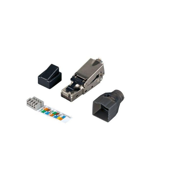 MicroConnect CAT6 STP RJ45 Field-plug Connector Blindado, Carcasa Zinc Fundido, Montaje sin Herramientas para Cables AWG22-AWG27 MicroConnect CAT6 STP RJ45 Field-plug Connector Blindado, Carcasa Zinc Fundido, Montaje sin Herramientas para Cables AWG22-AWG27