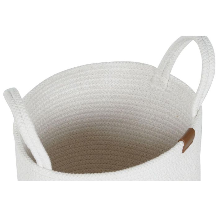 Cesta Moderno DKD Home Decor Blanco 30 x 28 x 30 cm Set de 3 2