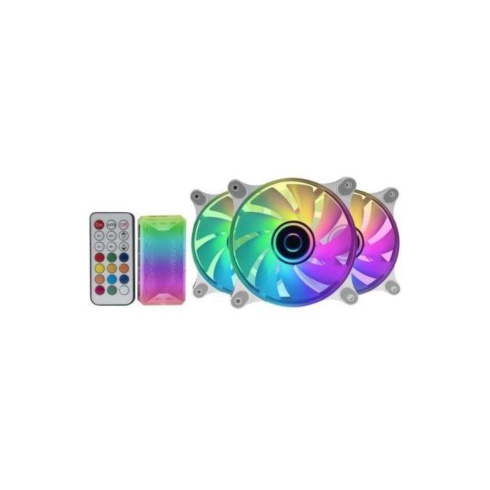 Mars Gaming MF-3DKITW Pack 3 Ventiladores 12cm ARGB Espejo Infinito 3D con HUB, Mando, Controlador Iluminado, Compatible PC Blanco 1