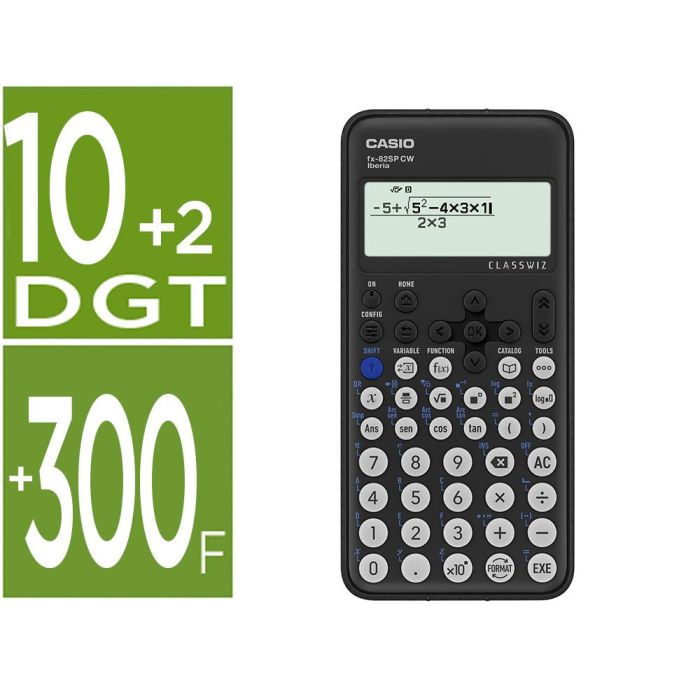 Casio Calculadora Cientifica Negra 15 Y 10+2 Dígitos 293 Funciones Y 9 Memorias Fx-82Spcw