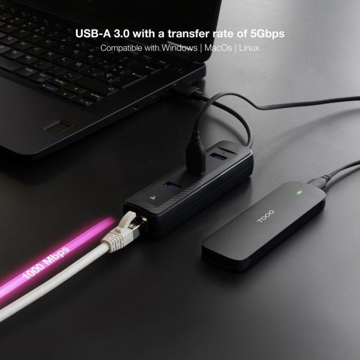 Nanocable Conversor USB 3.0 a Ethernet Gigabit + 3 Puertos USB 3.0 para PC y Portátil, Plug & Play 3 Nanocable Conversor USB 3.0 a Ethernet Gigabit + 3 Puertos USB 3.0 para PC y Portátil, Plug & Play 3