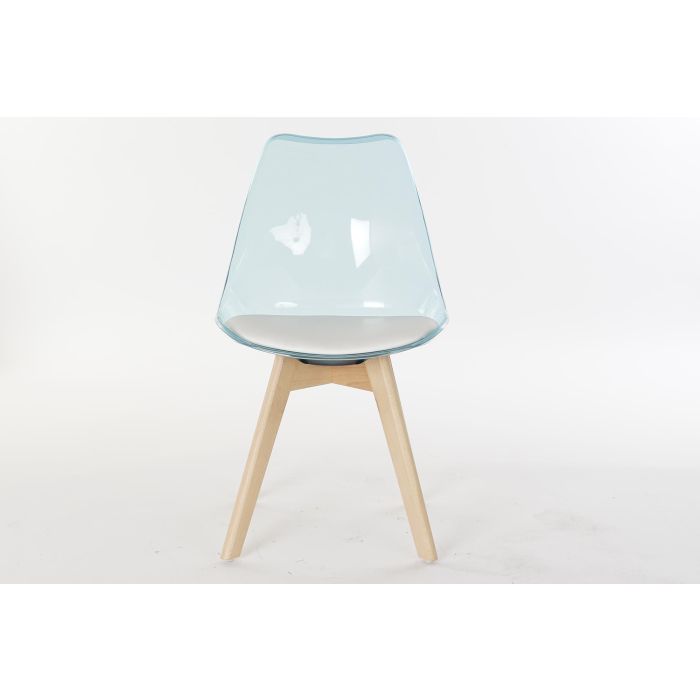 DKD Home Decor Silla de Comedor Urban de Abedul y PVC Azul Blanco, 54x47x81 cm, Altura Asiento 43 cm, Desmontable (4 Unidades) 5