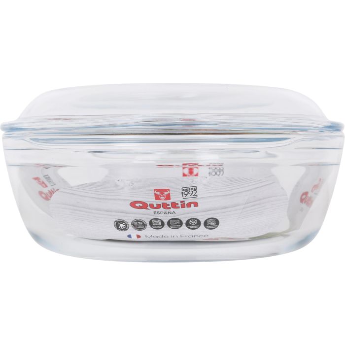 Quttin Cacerola Redonda de Vidrio con Tapa 2.2 + 0.8 Litros, 26.5 x 23 x 11 cm (3 Unidades) 2