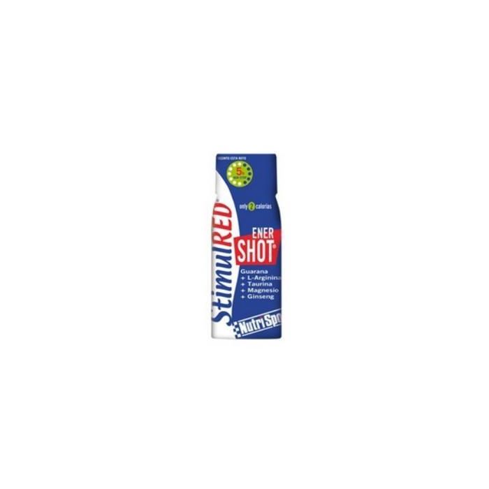 Stimul Red Ener Shot. Suplemento energético para deporte alta intensidad. Con vitaminas. Previene fatiga y calambres. Caja de 20x60ml.