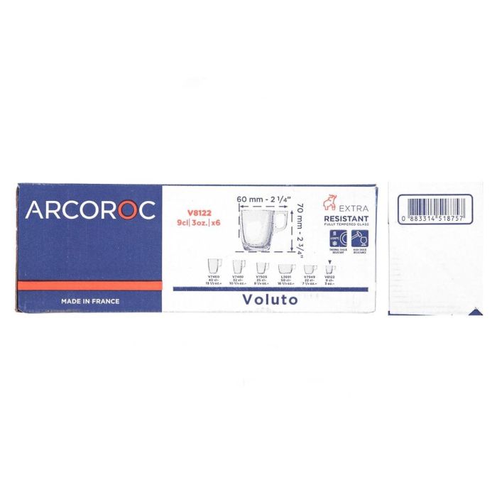 Arcoroc Set de 6 Tazas de Vidrio Templado Voluto Amarillo 9 cL Fabricado en Francia - Apto Lavavajillas y Microondas 5
