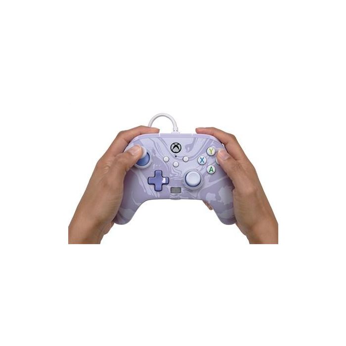 Power A Mando con Cable Mejorado XBGP0001-01 para Xbox Series X/S Remolino Lavanda, Diseño Ergonómico, Botones Asignables, Funciona con Xbox One y Windows 10/11 10