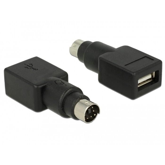 DeLOCK 65898 Adaptador PS/2 Macho a USB Tipo-A Hembra Negro / Acero Inoxidable