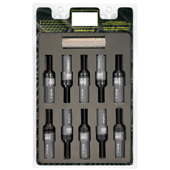 Omp Speed Juego De 20 Tornillos Con Protector De Aluminio De Colores M12x1.5 Llave De 17-19 Largo 28 mm Con Protector Plata OMPS09981202 Omp Speed Juego De 20 Tornillos Con Protector De Aluminio De Colores M12x1.5 Llave De 17-19 Largo 28 mm Con Protector Plata OMPS09981202