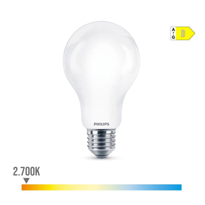 Philips Bombilla LED Standard E27 13W 2000 lm 2700K Luz Cálida Equivalente 120W No Regulable 360° Cristal Mate Ø7x12,1cm