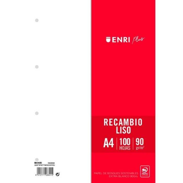 Hojas de repuesto ENRI Blanco A4 100 Hojas (24 Unidades) 1 Hojas de repuesto ENRI Blanco A4 100 Hojas (24 Unidades) 1