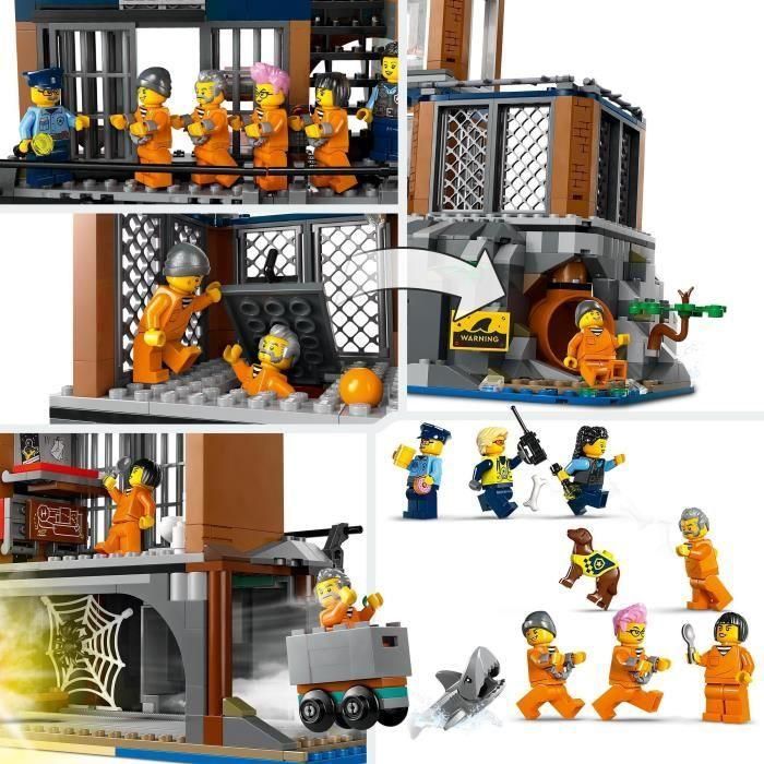 LEGO 60419 City Prisión de Policía de Aguas Profundas, Juguete con Helicóptero y Barco, 7 Minifiguras y Figura de Perro 3