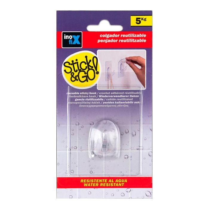 Inofix Colgador adherente reutilizable 80x62mm transparente 1291-0-000 Stick & go con micro ventosas 1 Inofix Colgador adherente reutilizable 80x62mm transparente 1291-0-000 Stick & go con micro ventosas 1