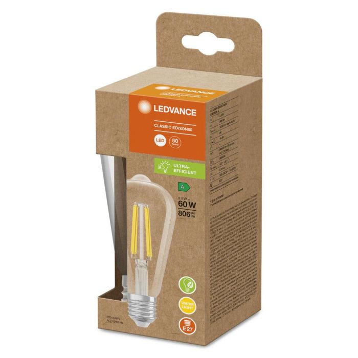 [LVE-4099854060236] Ledvance/Osram Bombilla LED "Classic" E27 3,8W 806Lm 3000K 320º IP20 1