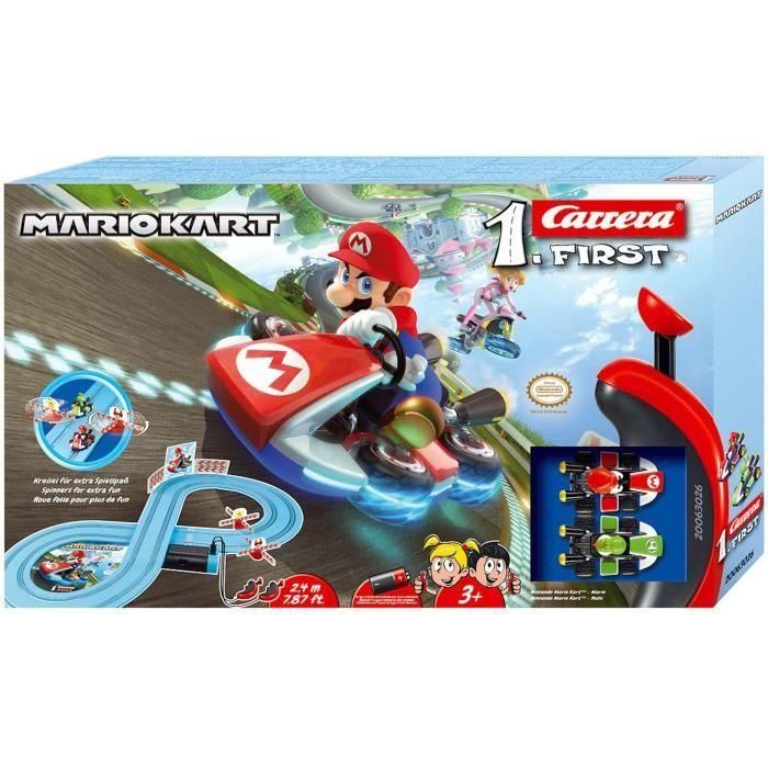 Pista carrera nintendo mario kart, incluye 2 coches (mario y yoshi) 2,4 metros 3