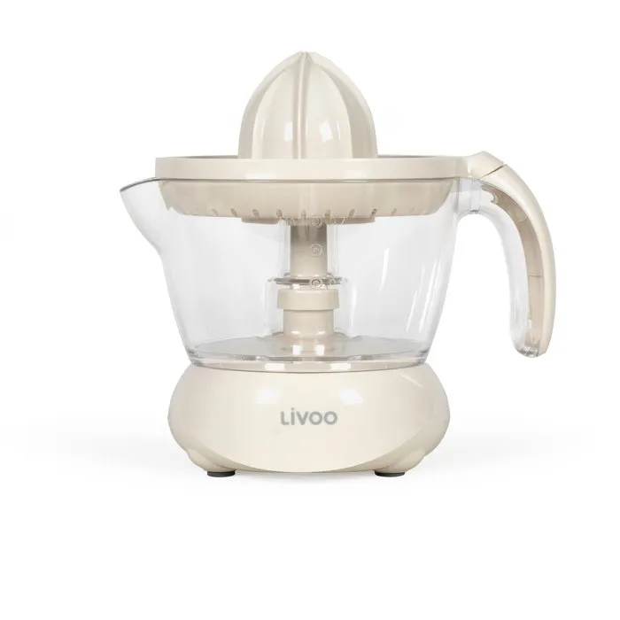 Livoo Exprimidor Eléctrico DOD131C - 25W, Conos Grande y Pequeño, 700ml, Blanco Roto, para Cítricos