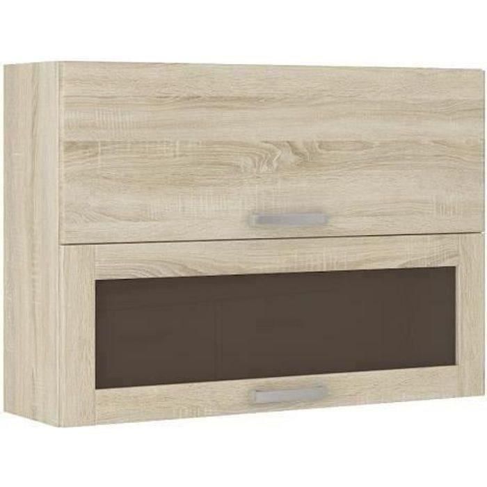 Columna acristalada con 2 puertas basculantes - An 80 x Pr 31,6 x Al 72 - Acabado roble Sonoma - LASSEN Columna acristalada con 2 puertas basculantes - An 80 x Pr 31,6 x Al 72 - Acabado roble Sonoma - LASSEN