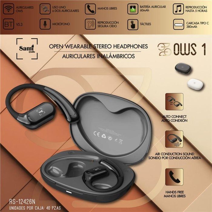 SAMI Auriculares OWS1 Inalámbricos con Estuche de Carga 380mAh y Batería de 60mAh por Auricular