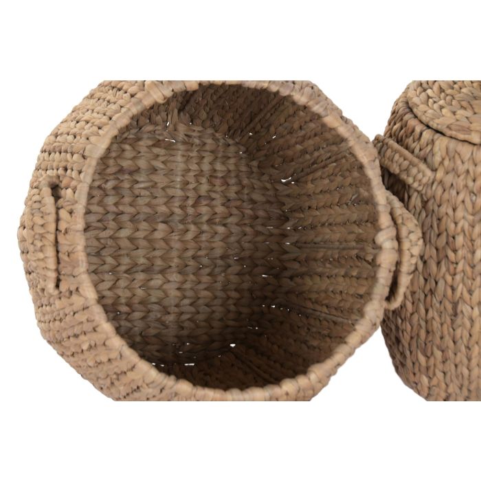 DKD Home Decor Cesta Natural 42 x 48 x 42 cm Set de 2 con Tapa 2 DKD Home Decor Cesta Natural 42 x 48 x 42 cm Set de 2 con Tapa 2