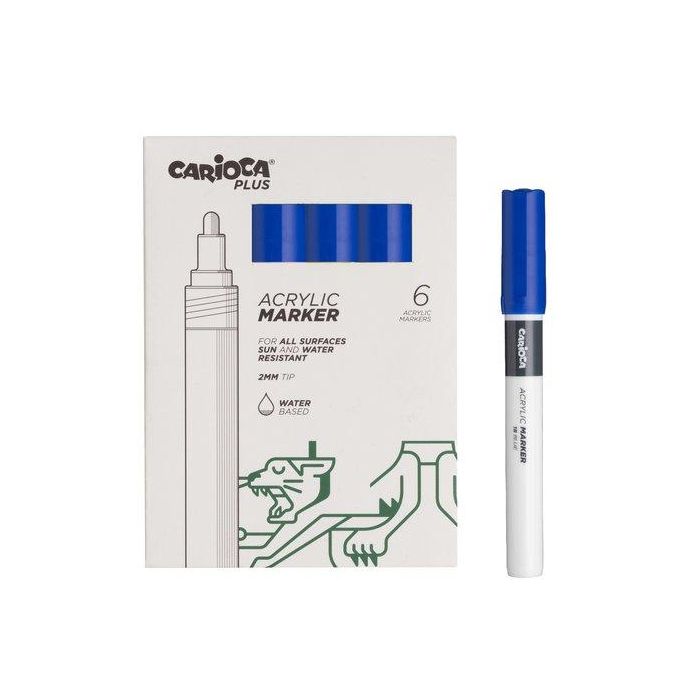 Rotulador Acrilico Carioca Plus Caja De 6 Azul