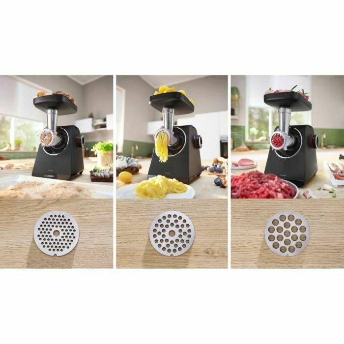 Bosch MFWS430B Picadora de Carne Serie 4, 3 Rejillas de Trituración, Marcha Atrás, Negra 1