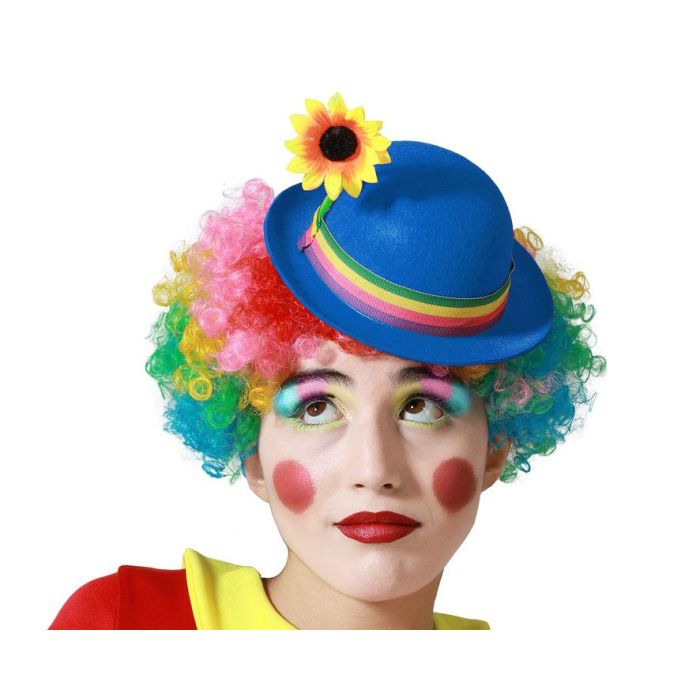 Sombrero Payaso Circo Fieltro Azul Mujer Adulto Accesorio Disfraz Carnaval
