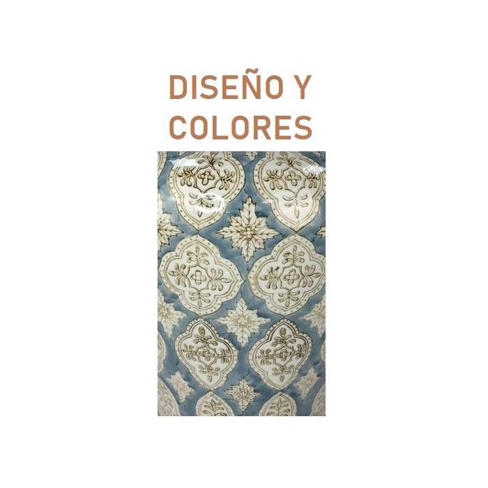 DKD Home Decor Jarrón Árabe de Porcelana, Hecho a Mano, Colección Azima, Color Beige y Azul, 15x15x30 cm (Set de 2 Unidades) 1