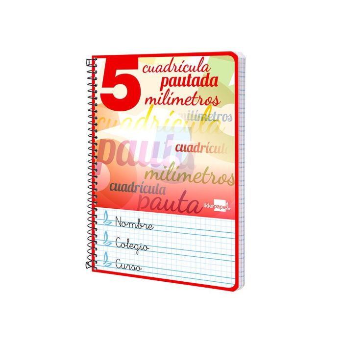 Cuaderno Espiral Liderpapel Cuarto Pautaguia Tapa Dura 80H75 gr Cuadro Pautado 5 mm Con Margen 6 unidades 5