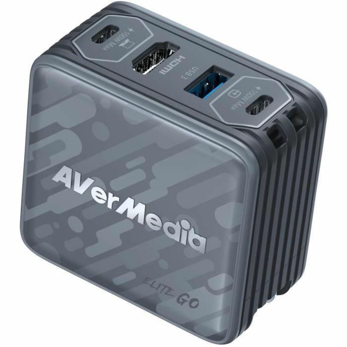 AVERMEDIA EliteGO (GC313Pro) 100W GaN Cargador Rápido USB-C PD 3.0, HD Negro