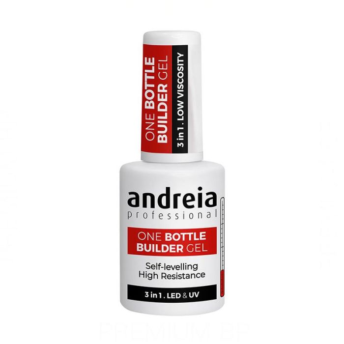 Andreia Professional One Bottle Builder Gel - Gel de Construcción 3 en 1 Baja Viscosidad Soft White 14 ml