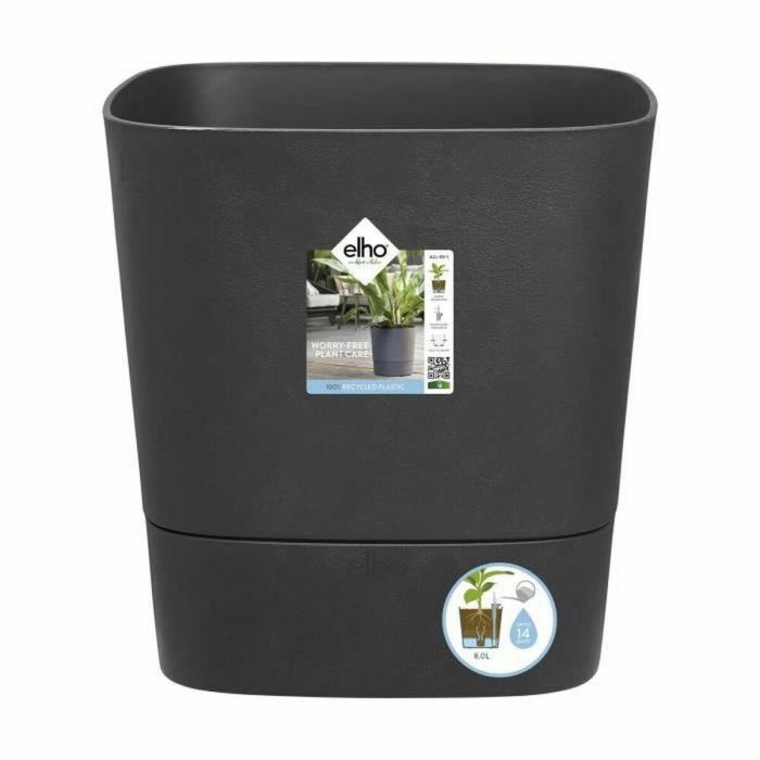 ELHO - Maceta - Greensense Aqua Care Square 38 - Gris Carbón - Interior/Exterior - Ø 38 x H 38,9 cm