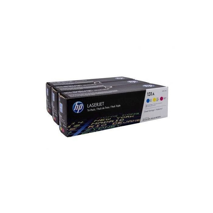 HP Tóner Original 131A U0SL1AM Pack 3 Cartuchos Cian/Magenta/Amarillo Rendimiento 1800 páginas