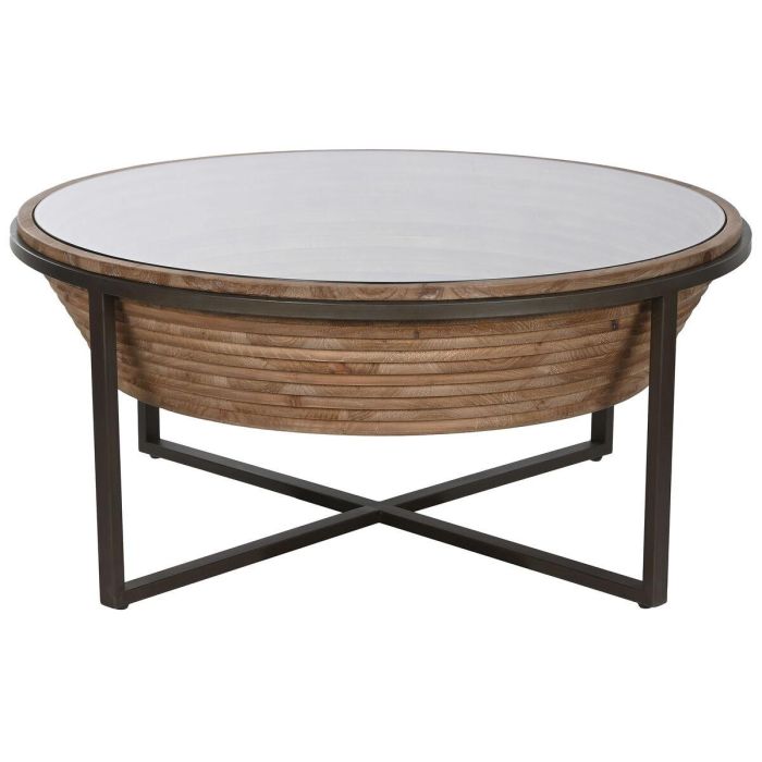 DKD Home Decor Mesa Centro Moderna de Abeto y Cristal Negro Marrón, 102x102x46 cm 1 DKD Home Decor Mesa Centro Moderna de Abeto y Cristal Negro Marrón, 102x102x46 cm 1