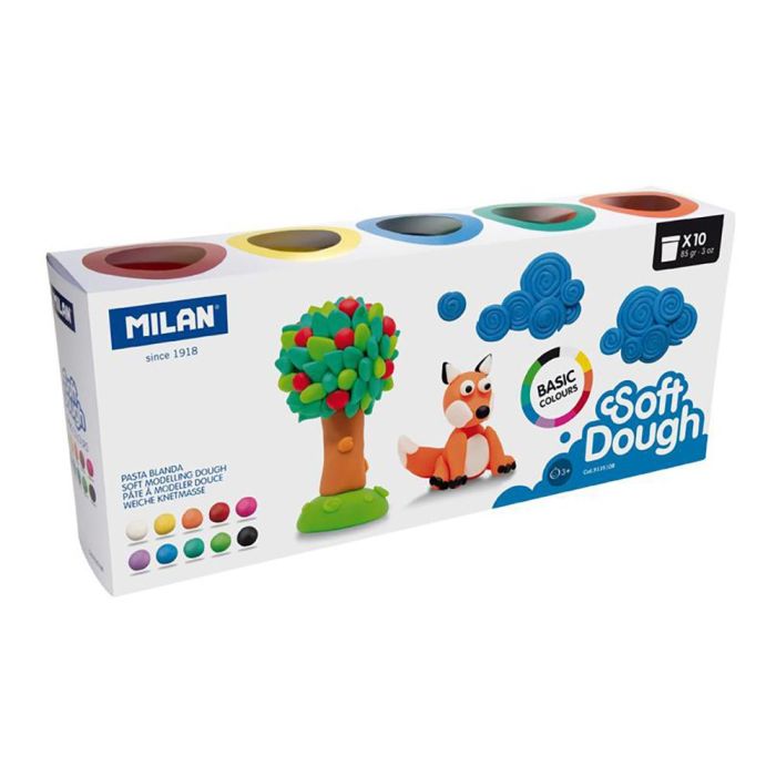 Caja con 10 frascos de 85 g básico soft dough milan Caja con 10 frascos de 85 g básico soft dough milan