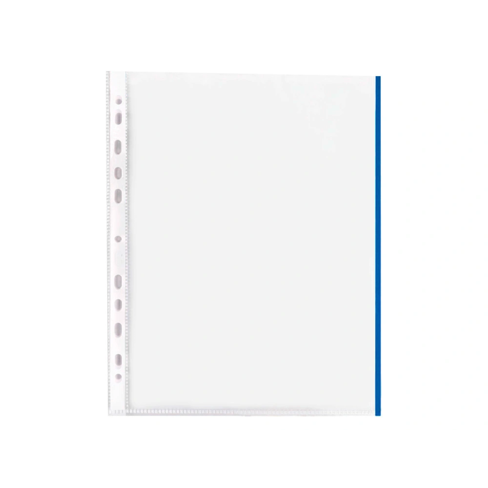 Q-connect Funda Multitaladro Cristal Din A4 70 mc con Borde Azul, Bolsa 10 Unidades 2